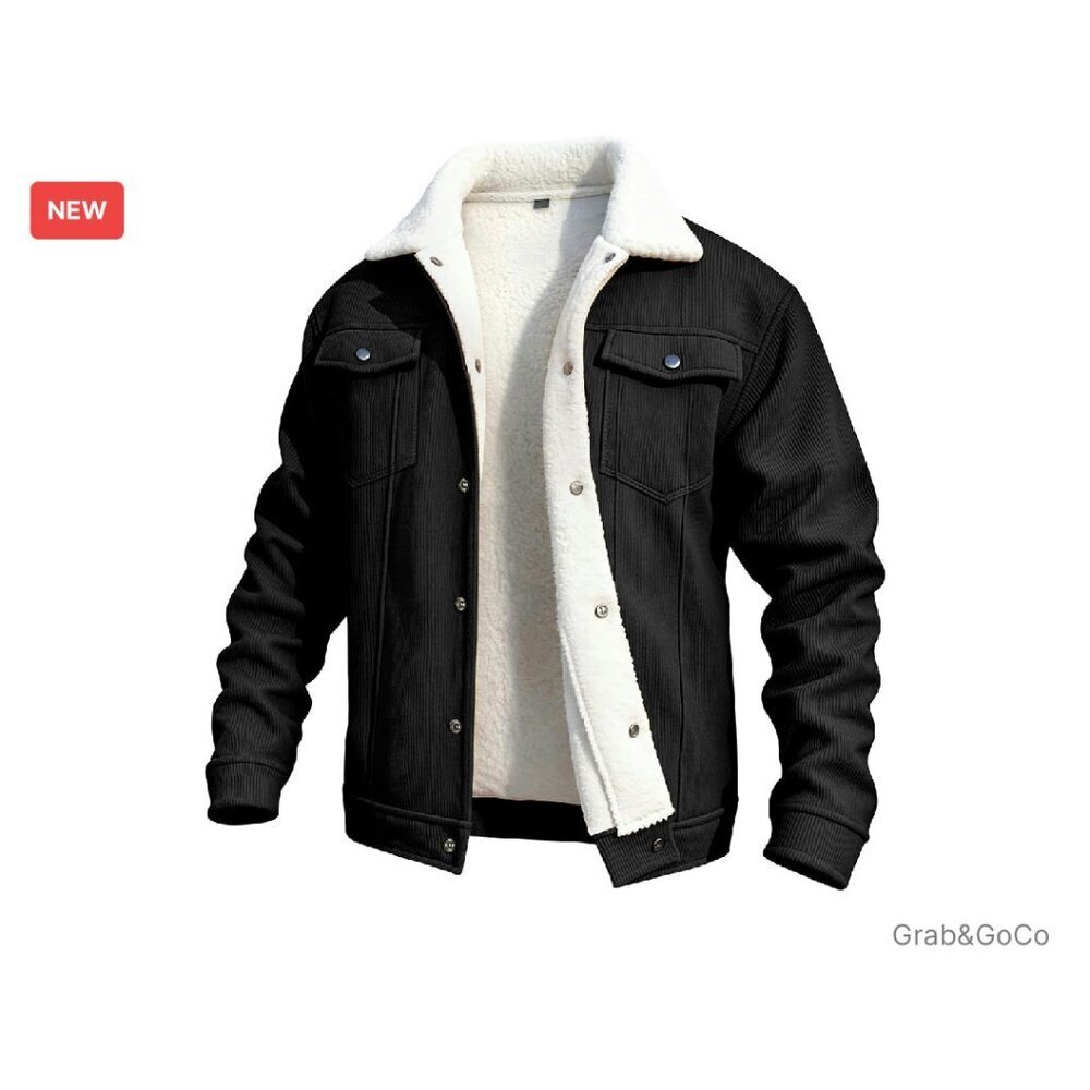 Men's Corduroy Trucker Jacket Fleece Lined Retro Classic Winter Coat